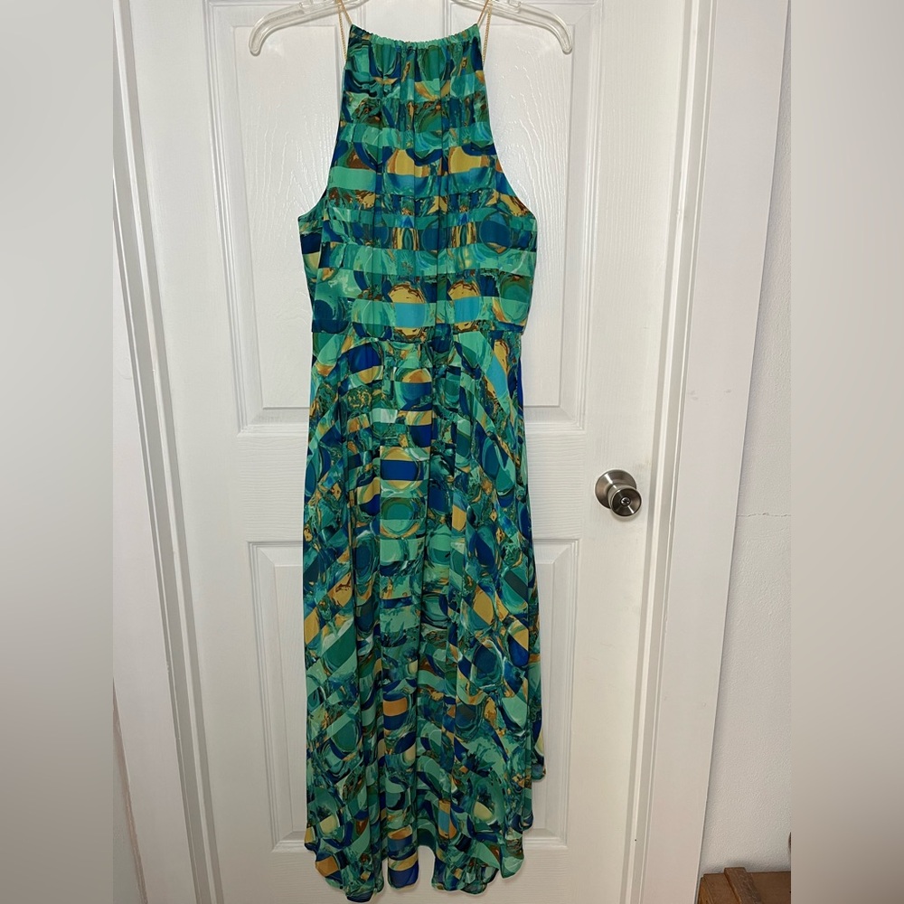 mark. Green and Blue High Low Halter Dress - Picture 2 of 7
